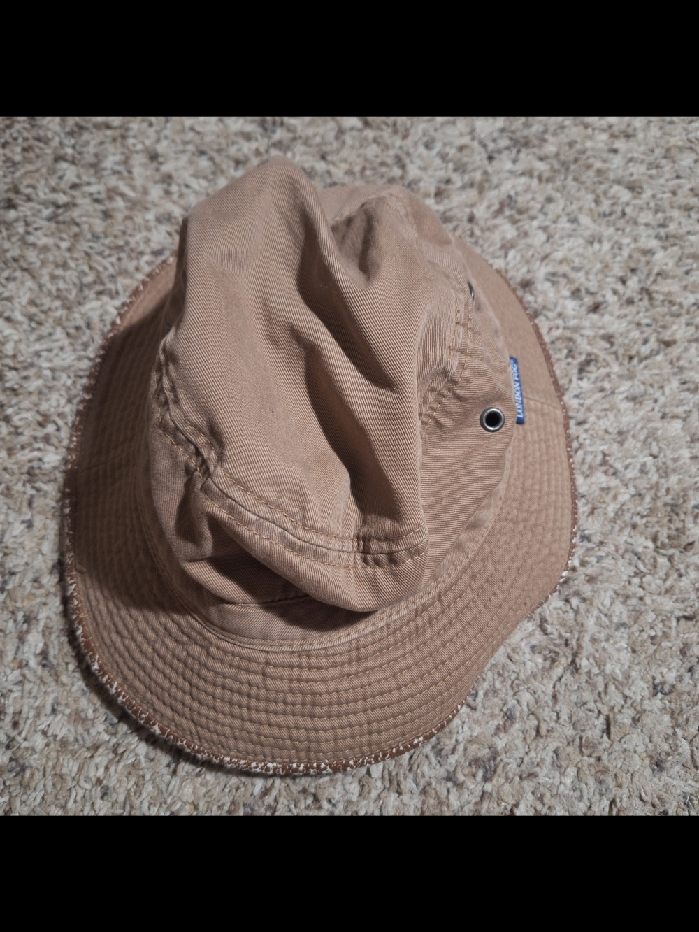 London Fog Distressed Khaki Water Repellent Bucket Hat Large